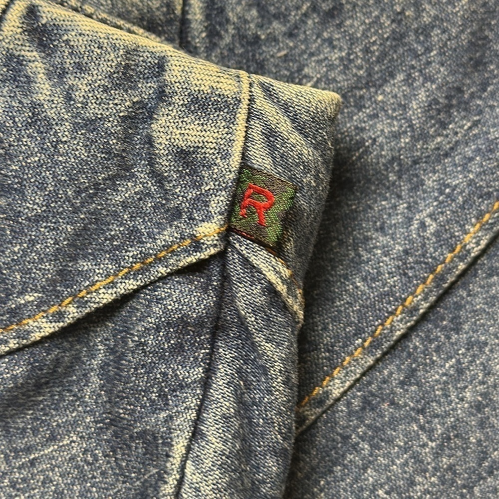 Vintage Ralph Ralph Lauren Abstract Blue Denim Jean High Rise Skirt Y2K Size 8 - Picture 4 of 14